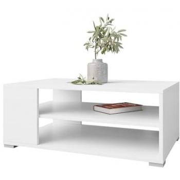 Mesa de centro angular Comfivo R103, aglomerado laminado, blanco, 100 x 65 x 40 cm