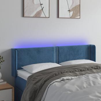 Cabecero LED de Terciopelo Azul Oscuro 147x16x78/88 cm