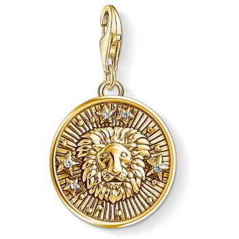 Colgante Charm Zodíaco Leo de Plata Esterlina Bañado en Oro con Circonitas