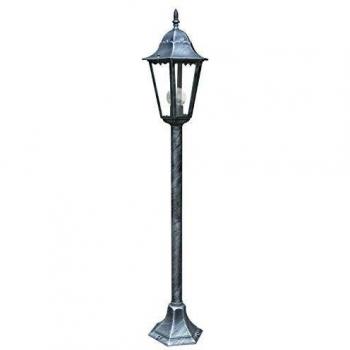 Borne de Jardín Firenze 104cm Negro y Plata con Difusor de Vidrio (1xE27) IP44