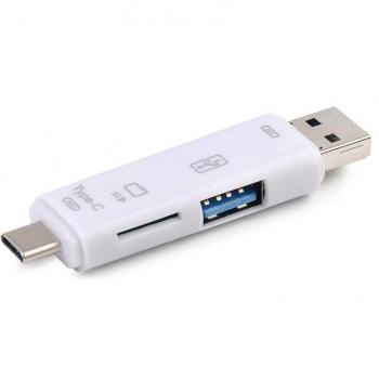 Adaptador Lector de Tarjetas Digital 5 en 1 USB 3.0 Tipo C Micro OTG TF Seguridad Universal para Android y Ordenador