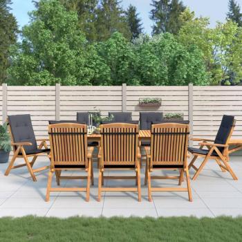 Reclining Garden Chairs Set with Cushions - 8 pcs Solid Teak Wood