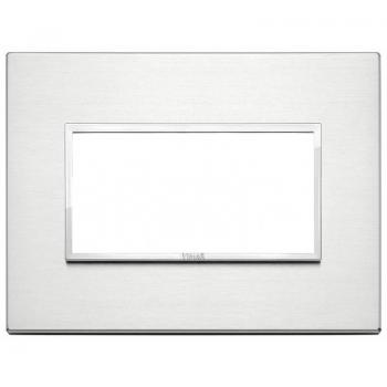 Placa Vimar Eikon Evo 4 Módulos Aluminio Brillante 21654.01