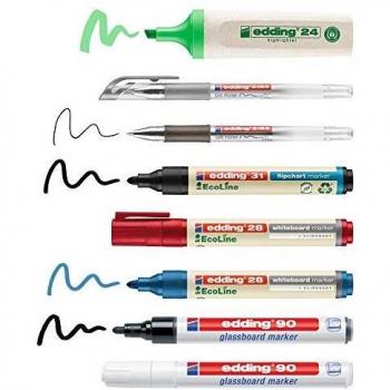 Set Personalizado de Presentación Edding - 8 Marcadores para Pizarra Blanca y Papel, Incluye 2 Marcadores de Vidrio, 2 Gelstift, 1 Textmarker y 1 Flipchart-Marker