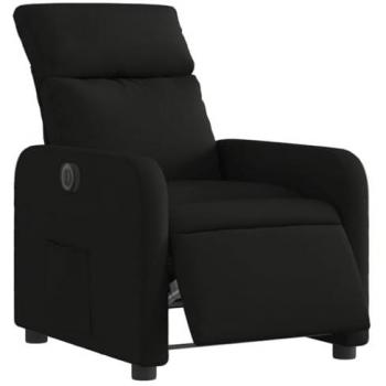 Sillón reclinable eléctrico de tela negro Vidaxl con respaldo ajustable, reposabrazos, diseño cómodo para relajación y descanso, ideal para ancianos