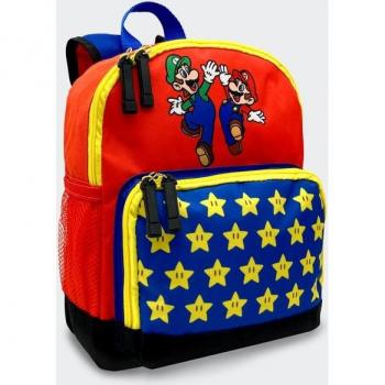 Mochila preescolar Super Mario Toybags roja y azul, con diseño de Mario y Luigi, tamaño 28 cm