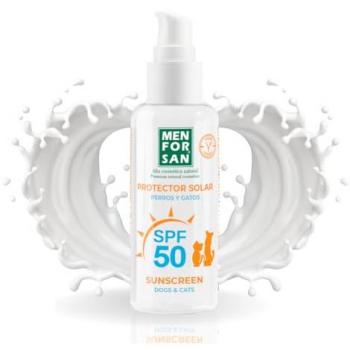 Protector Solar Factor 50 para Perros y Gatos Menforsan 60 ml - Hidrata, Protege y Resistente al Agua
