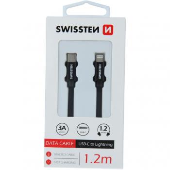 Swissten 1.2m USB-C to Lightning Textile Data and Charging Cable (Black)