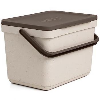 Cubo de Basura Orgánico 6L Smart Sin Soporte Ecohome Tapa Marrón, Polipropileno, Hecho con Materiales 100% Reciclados, Color Beige, Medidas 26,5 x 19