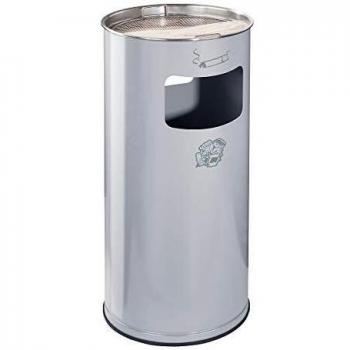 Cenicero Combinado y Recipiente de Basura de 37 Litros, Altura 700 mm, Acero Inoxidable, Uso Interior y Exterior