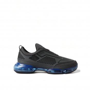 Prada Black Blue Rubber Knit Slip On Low Top Sneakers Shoes - EU41/US8