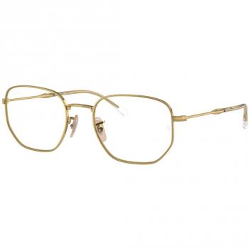 Ray-Ban RX6496 Asian Fit Men's Eyeglasses - Gold Frame, Size 51, Blue Light Block Available