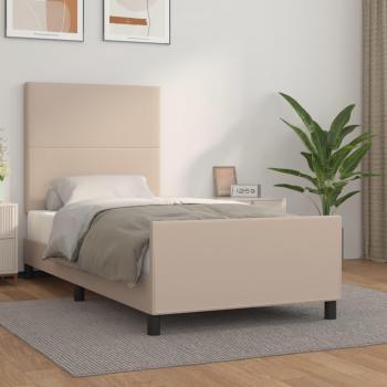 Cabecero de cama 90x200 cm en cuero sintético color capuchino
