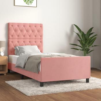 Cabecero de cama redondo Wingbone en terciopelo rosa 80x200 cm