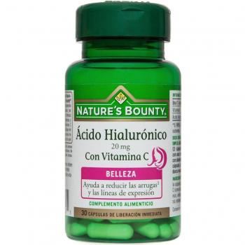 Nature's Bounty Ácido Hialurónico 20mg con Vitamina C, 30 Cápsulas