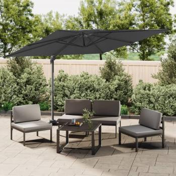 Sombrilla colgante de doble techo gris antracita 300x300 cm vidaXL