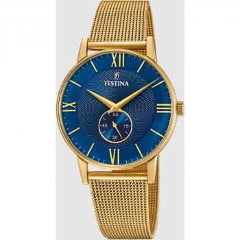 Reloj Festina Para Hombre F20569 Classic Steel con Esfera Azul