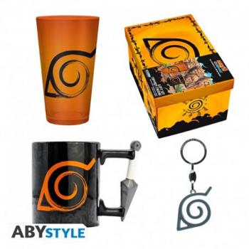Pack de Regalo Naruto Shippuden con Vaso, Taza Cerámica y Llavero Metálico