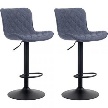 Set de 2 Taburetes de Bar Regulables en Tela Azul Emma