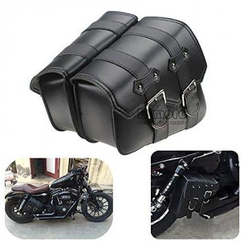BJ Global - Bolsas laterales de sillín de piel sintética para motocicleta Harley Davidson, dos piezas, SPORTSTER XL883 XL1200