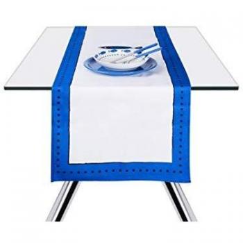 Excelsa Ocean Mantel Runner, Algodón, Color Blanco y Azul, 45 X 140 