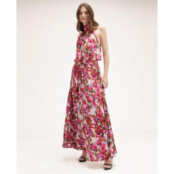 Vestido Largo Halter Estampado Floral China de Motivi