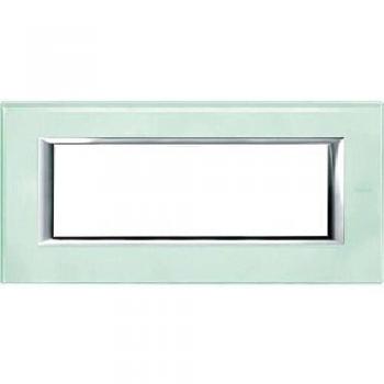 Placa Bticino Axolute 6 Módulos Vidrio Kristall HA4806VKA