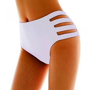 SHEKINI Mujer Negro Braguita Pantalones de Cintura Alta Bikini Braga Ropa Interior Natación Talla Grande S-XXXXL