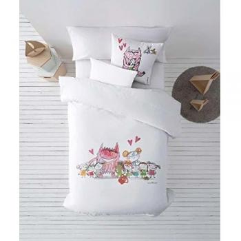 RIPSHOP - Funda nórdica de algodón percal de 175 Hilos - Cama de 105 x 190/200 cm - Artista ilustradora Anna Llenas | Al Cole