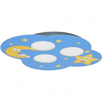 Lindby Thorke lámpara de techo infantil azul, hecha de metal, diseño cielo nocturno, 3 llamas, tipo de bombilla GX53
