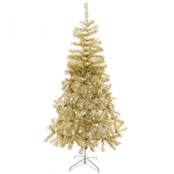Árbol de Navidad Artificial Plegable Dorado de 240 cm con 1180 Ramas Ignífugas de Plástico y Metal