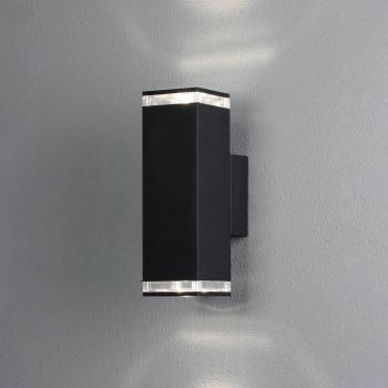 Aplique de exterior Konstsmide Monza 2 luces, altura 23,5 cm, y Aplique de exterior moderno Up Down negro Pollux 2x GU10, IP44