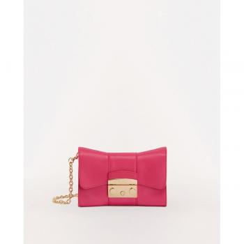 Furla Pink Leather Shoulder Bag with Removable Chain Strap, ONE SIZE, female