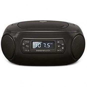 Energy Sistem Boombox 3 Portable Radio CD Player with Bluetooth, MP3 Playback, 2W RMS Power Output – Black
