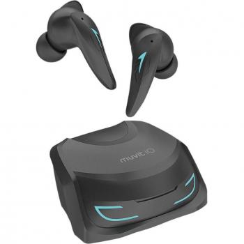 Auriculares Bluetooth Muvit iO Smart True Wireless Gaming ENC/ANC con Estuche de Carga, Autonomía 8h, LED Indicador de Carga, Negros