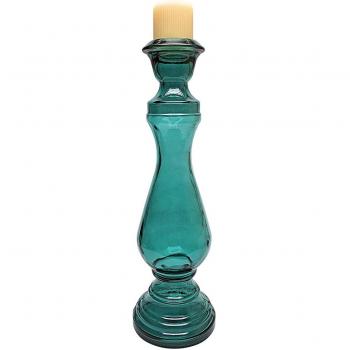 Diseño Toscano Tahki a mano candelabro de cristal de 21 pulgadas, Humo, verde, 21 Inches