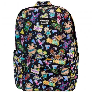 Mochila Retro AOP de Nickelodeon by Loungefly, 43 cm, material de nailon, diseño colorido y estampado icónico de Nickelodeon