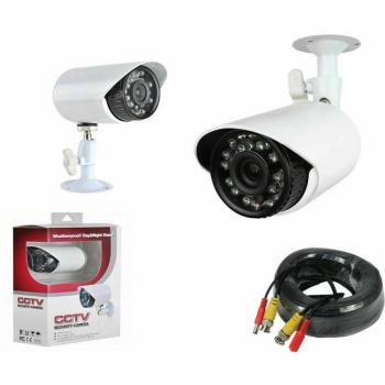 Cámara de Videovigilancia Estanca 24 LEDs Infrarrojos 3,6mm con Cable de 18m
