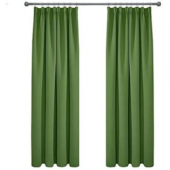 Deconovo Cortinas Dormitorio Moderno Fruncidas Blackout Curtain Suave para Ventanas de Habitación Juvenil con Bolsillos Juego de 2 Paneles 117 x 229 cm Verde