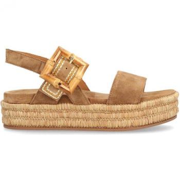 Sandalias de plataforma de mujer de piel baby silk con suela antideslizante y cierre de hebilla