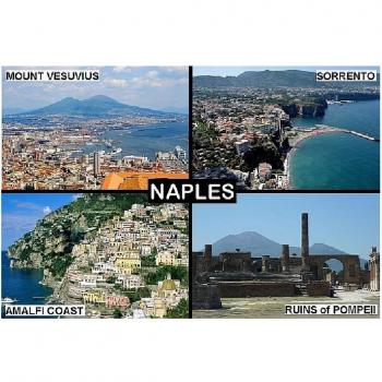 IMÁN PARA NEVERA - RECUERDO de NAPLES SORRENTO POMPEII AMALFI ITALY 9cm x 6cm Jumbo