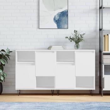 Aparador de Almacenaje VidaXL 2 uds madera contrachapada blanco, mueble buffet para salón, armario auxiliar y armario de almacenamiento
