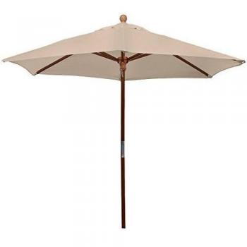 Anndora Art. 25001VS - Parasol redondo estándar, 2,1 m, 180 g/m², madera, beige, 210 cm