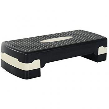 HOMCOM Step para Fitness Stepper Aeróbic con Altura Regulable 2 Niveles de 10/15 cm Carga 150 kg para Ejercicio en Casa Gimnasio 68x29x15 cm Negro