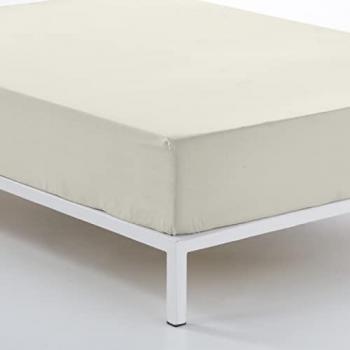 Sábana Bajera Ajustable de 160 cm Color Crema 100% Algodón Alto 35 cm