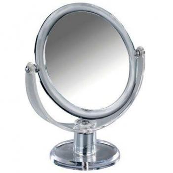 WENKO 3656340100 Espejo cosmética Noci - plegable,  ø 12.5cm, 300% , Acrílico, 17.5 x 20 x 9 cm, Transparente