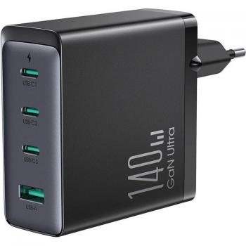 Cargador Rápido GaN 140W con 3 Puertos USB-C/USB-A y Cable USB-C de 240W - Negro
