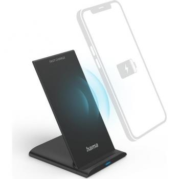 Cargador Inalámbrico Hama QI-FC10S 10W Negro con Soporte USB-C