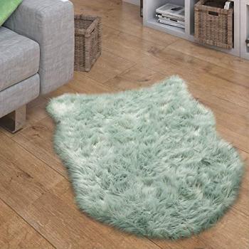 Alfombra Salón Mullida Diseño Piel Sintética 55x80 cm Forma de piel Verde Cojines Corazón Redonda Diferentes Formas