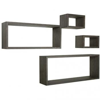 Estantes Rectangulares de Pared Conjunto de 4 Piezas Mod. Merlino en Roble Oscuro - Estilo Moderno y Versátil